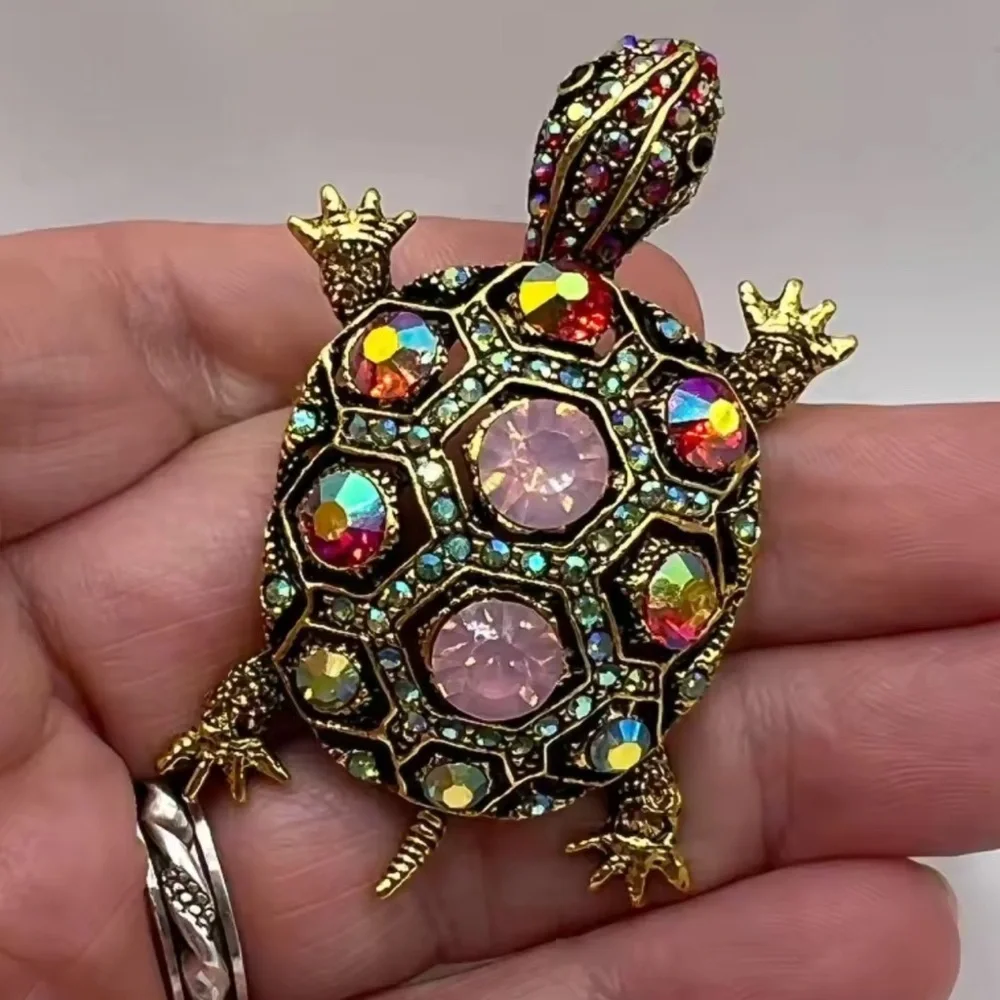 Vintage Multicolor Turtle Brooch